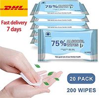 Alcohol Disinfectant Wipes 75% Alcohol Wet Wipes, Large Portable Hand Alcohol Wipes Disposable Sterilization Wipes for Antiseptic Skin Cleaning Care(20Packs,200Wipes)