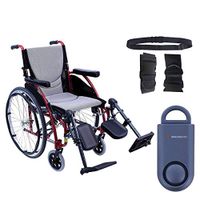 Karman S-Ergo 115 Ultra Lightweight Ergonomic Wheelchair | Seat Size 18" X 17" | Upgraded to Elevating Legrests | Quick Release Wheels in Red & Free 130 dB Matte Blue Safety Alarm! + Black Belt!