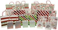 Christmas Gift Bag Kraft Variety Pack (24 Pieces) - 24 High Quality Kraft Gift Bags with Foil Various Sizes - iDeal Brandz