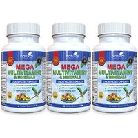 3 Pack of MEGA MULTIVITAMIN Multi-Vitamins & Minerals Supplement. Everyday Liquid Multivitamins Capsules for Adult Men & Women Daily Health