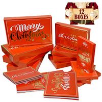 Red Christmas Gift Boxes with Lids (12 Pack) | 4 Each of Shirt Boxes, Robe Boxes & Lingerie Boxes | Premium Christmas Boxes for Presents | Assorted Small, Medium & Large Boxes for Wrapping Gifts