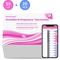 Femometer 50 Ovulation Test Strips and 20 Pregnancy Test Strips Combo Kit, (50 LH + 20 HCG), Ovulation Predictor Kit with App (iOS & Android) Can Save All Test Results