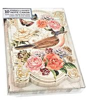 Punch Studio Painted Bird Gold Foil Fancy Die Cut Embossed Blank Note Cards 66852