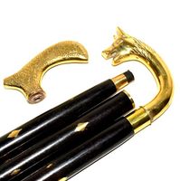 Nautical Gift Decor VICTORIAN STYLE BRASS WOLF HEAD VINTAGE 2 HANDLE WALKING STICK.70