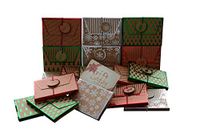 Gift Card Holder, Kraft Envelope Box with Strong Elastic and tag, Christmas Designs in Red, Green and Silver, Pack of 18 Gift Boxes