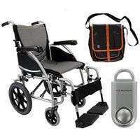 Karman S-Ergo 115 Ergonomic Transport Wheelchair | S-Style Seat Size 18" X 17" | Wire Break & Standard Swing Away Legrest | Frame Color - Silver & Free Silver Safety Alarm