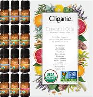 Cliganic USDA Organic Aromatherapy TOP 12 Essential Oils Set, 100% Pure - Peppermint, Lavender, Eucalyptus, Tea Tree, Lemongrass, Rosemary, Frankincense, Orange, Lemon, Cassia, Cedarwood & Grapefruit