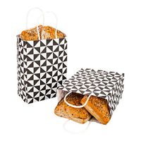 Vogue White Paper Large Shopping Bag - Black Geo Print - 16" x 9 3/4" x 17 1/4" - 100 count box - Restaurantware