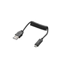 Like !T Expansion Spring Coiled Cable, USB-A to Micro-B Cable 0.5m[1.6Ft] for Devices with Micro-B Port (Black)