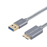 USB 3.0 Micro Cable, Cablecreation Short USB 3.0 A to Micro B Cord, Compatible with External Hard Drive, HD Camera, Charging Samsung Galaxy S5, Note 3/N9000,1 FT / 30cm, Space Gray Aluminum