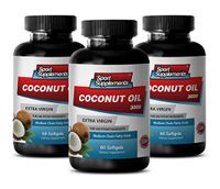 Coconut Oil for Skin - Extra Virgin Coconut Oil 3,000mg - Natural Coconut Oil Fat Burner (3 Bottles 180 Softgels)