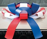 CarBowz Big Patriotic, Red White and Blue, Car Bow, Giant 30" Bow, Non Scratch Magnet, Weather Resistant Vinyl