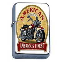 Silver Flip Top Oil Lighter Vintage Poster D-251 American Biker America's Finest