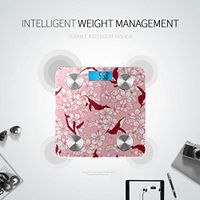 LYAOE Bluetooth Body Fat Scale Hibiscus Whale Pattern Drew Hibiscus Whale Smart Wireless Scale with LCD Display Measuring Body Weight Bmi and Health Digital Scale