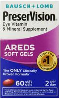 Bausch + Lomb PreserVision AREDS Eye Vitamin & Mineral Supplement Soft Gels, 60 Count Bottle