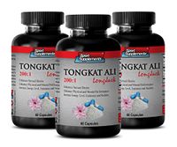 Male Enhancing Pills Erection Natural - TONGKAT ALI Root Extract 200:1 400mg - LONGJACK - Natural tongkat ali - 3 Bottles 180 Capsules