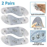 2 Pairs Massaging Insoles Acupressure Magnetic Insoles for Women ＆ Men, Plantar Massage Fasciitis Pain Relief Shoe Insoles (Transparent)