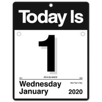 AT-A-GLANCE 2020 Daily Wall Calendar, 8-1/2" x 8", Small, One Page Per Day,"Today is" Design, Recycled (K4-00)