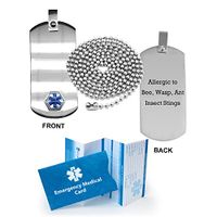 Allergic to Bees, Wasps, Ants Insect Stings Medical Alert ID Dog Tag Pendant in Anodized Titanium