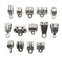 100g (About 125pcs) Mixed Antique Tibetan Silver Bail Tube Beads,Spacer Bead，Bail Beads，Bead Hanger Fit Charm European Bracelet Pendant M79