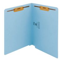 Smead WaterShed/CutLess End Tab Fastener File Folder, Reinforced Straight-Cut Tab, 2 Fasteners, Letter Size, Blue, 50 per Box (25050)