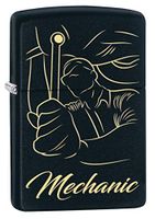 Zippo Lighter: Mechanic Working, Engraved - Black Matte 80601