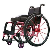 PLLP Medical Rehab Chair, Wheelchair,Sport Wheelchairs 12Kg Lghtweight Folding Ergonomic Comfortable Armrest Swing Leg Rest 100Kg Load Bearing 42 42Cm Seat,Outdoor Sports,Pink,Pink