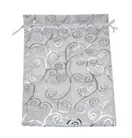 SUNGULF 50pcs Organza Pouch Bag Drawstring 5"x7" 13x18cm Strong Gift Candy B6ag Jewelry Party Wedding Favor (White Silver)