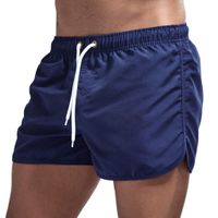 haoricu Men's Beach Shorts Quick Dry Surfing Swim Trunks Elastic Drawstring Shorts Multi-Color Optional Dark Blue