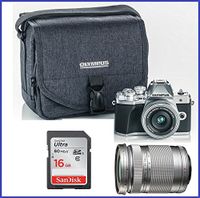 Olympus OM-D E-M10 Mark III (Mark 3) Digital Camera [Silver] + M.Zuiko Digital ED 14-42mm f/3.5-5.6 EZ Lens (Silver) + M.Zuiko Digital ED 40-150mm f/4.0-5.6 R Lens (Silver)