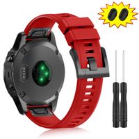 ZEROFIRE Bands for Garmin Fenix 5 and Fenix 5 Plus Watch Strap Replacement Silicone Band Compatible with Forerunner 935, 945, Approach S60, Quatix 5 Smartwatch, Including Anti-dust Plug - Red