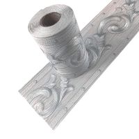 Taamall Simplemuji Silver Flower 3D Wallpaper Border Peel & Stick PVC Wall Covering Kitchen Bathroom Bedroom Tiles Decor Sticker,4 Inch by 16.5 Feet