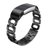 Maxjoy Compatible with Fitbit Charge 2 Bands, Charge2 HR Metal Replacement Diamond Rhinestone Bracelet Strap Large Women Wristband Compatible with Fitbit Charge 2 Tracker, Black