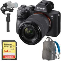 Sony a7III Full Frame Mirrorless Interchangeable Lens Camera with 28-70mm (ILCE-7M3K/B) Bundle with DJI Ronin-S Essentials Kit Gimbal Stabilizer for Mirrorless Cameras, 64GB Memory Card & Deco Gear Ba
