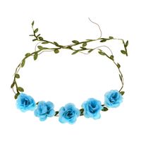 DDazzling Flower Girl Halo Floral Wreath Headband Floral Garland Headbands Photo Props (Blue)