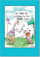 Other Clubs - Golfing Happy Fathers Day Card with Envelope (4.63 x 6.75 Inch) - Funny Dad Plays Golf, Sports Note Card for Father, Stepdad - Cartoon Father's Day Greeting Stationery 0326
