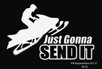 UR Impressions MWht Snowmobile Jumping - Just Gonna Send It Decal Vinyl Sticker Graphics for Cars Trucks SUV Van Walls Windows Laptop Tablet|Matte White|6.8 X 4.4 inch|JJURI031-MW