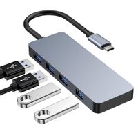 USB C Hub, 4 USB Ports MacBook Pro Accessories, Type C to USB 3.0 Hub Adapter, High Speed Aluminum Data Hub Compatible with MacBook Pro, iMac Pro, Mac Mini/Pro, USB C Devices