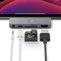 elago Aluminum Type-C Pocket Pro Hub Adapter (Dark Grey) for iPad and Other USB-C Devices - 5 in 1 Hub: 4K HDMI, USB-C PD Charging, 3.5mm Audio Jack, SD and Micro SD Slot, Durable Aluminum Material