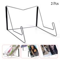 Fold-n-Stow Book Stands, Metal Bookstand Music Book Easel Display Holder, Portable Reading Stand Book Holder, Book Bookrest for Hardcover Textbook I pad Cookbook Recipe - Compact & Sturdy (2pcs)