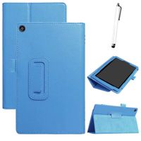 Ugood The New KINLDE FIRE HD8 2018 Tablet Leather Case Cover With Stylus 2018 Hot Selling (sky blue)