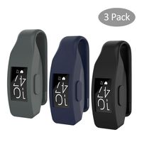 (3 Pack) Seltureone Solid Color Silicone Clips with Steel Sheet Compatible for Fitbit Inspire/Fitbit Inspire HR/Fitbit Ace 2 Fitness Tracker, Fitbit Inspire Accessory Clip-(Black,Navy,Gray)