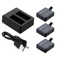 Powerextra SJ4000 3 x1400mAh Action Camera Battery & USB Dual Charger Compatible with SJ4000, SJ5000, SJ6000, SJ7000, SJ8000 of SJCAM Sport Cameras