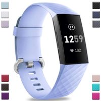 Hamile Bands Compatible with Fitbit Charge 3, Waterproof Replacement Watch Strap Fitness Sport Band Wristband for Fitbit Charge 3 Charge 3 & Charge 3 SE, for Women Men, Large, Periwinkle