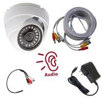 Evertech 1080P Hybrid AHD/TVI/CVI/Analog Indoor/Outdoor Dome Security Camera with 50 feet premade Cable, CCTV Microphone and 12V DC Power Adapter