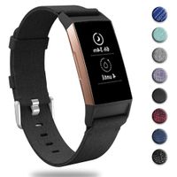 hooroor Woven Fabric Breathable Replacement Bands Compatible for Fitbit Charge 3 and Charge 3 SE Fitness Activity Tracker, Soft Accessory Sports Band Wristbands Strap Women Men (Black, Large)