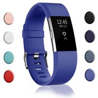 Bands Replacement Compatible for Fitbit Charge 2, Adjustable Wrist Accessories Sport Wristbands for Women&Men (Navy Blue-D, Large)