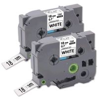 Tze 241 P Touch Label Tape 18mm 0.7 inch, LabelPros Tze-241 Laminated Black on White Tape Compatible with P-Touch PTD400AD PTD 400VP PT-D600 PTD600VP PT-P700 PT-P900W PT-2730, 3/4 in x 26.2 ft (18mm x 8m), 2 Pack