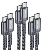JSAUX USB C to C Fast Charging Cable 3A [1ft+3.3ft+6.6ft 3-Pack] USB Type C Braided Cord Compatible with Samsung Galaxy Note10/Note10 Plus, Google Pixel 2/3/3a/4/2 XL/3 XL/4 XL,iPad pro 2018 etc -Grey
