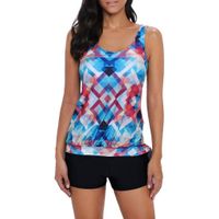 Two-Piece Bikini for Women Plus Size Floral Printed Split Strap Vest Shorts Summer Swimsuit (M, A)